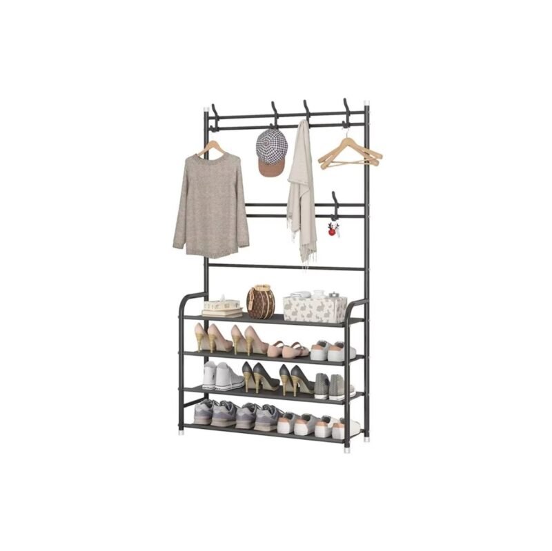 realeshop-1metalliki-papoytsothiki-rafiera (2) Μεταλλική Παπουτσοθήκη Ραφιέρα με Κρεμάστρες